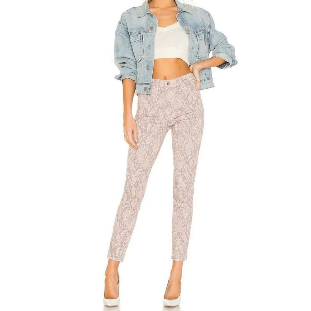 NWT J Brand Alana High Rise Crop Raw Hem Skinny Jean in Adder Pink